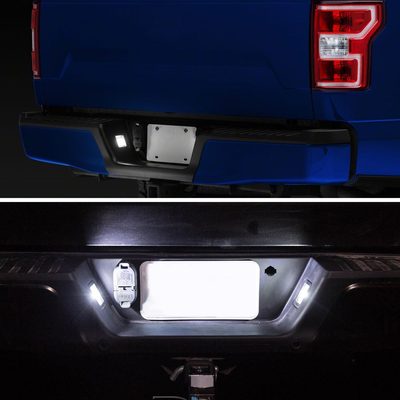 2015-2019 Ford F-150 Rear LED License Plate Lights Glossy Black/Smoke Lens