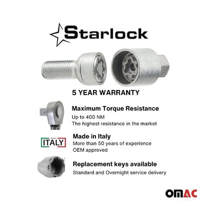 Wheel Lock Kit for Volkswagen ID.4 ID.7 ID.Buzz M14X1,5 Silver 4Locks & 1Key