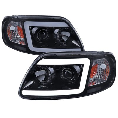 1997-2004 Ford F-150 / 1997-2002 Expedition LED C-Bar Projector Headlights Smoke