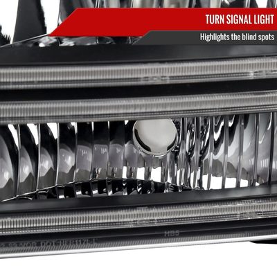 1999-2004 Ford F-250/350/450/550/Excursion Headlights Dual LED C-Bar Black
