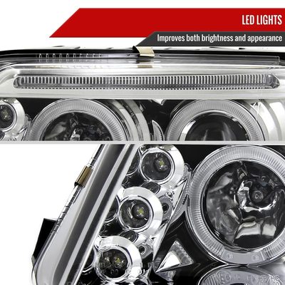 2001-2005 VW Passat Dual Halo Projector Headlights Chrome/Clear Lens