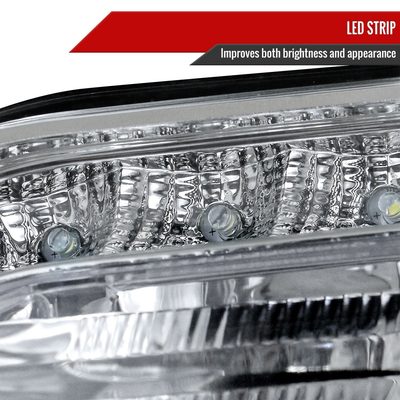 2005-2010 Chrysler 300 Projector Headlights w/ LED Light Strip Chrome/Clear