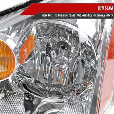 2002-2004 Nissan Altima Crystal Headlights w/ Amber Reflector Chrome/Clear