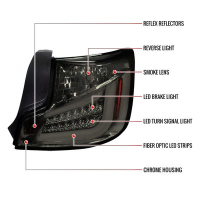 2011-2013 Scion tC LED Tail Lights Chrome Housing/Smoke Lens