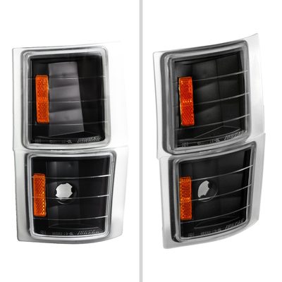 1994-1998 Chevy C/K Silverado/Tahoe Corner Lights Matte Black/Clear Lens