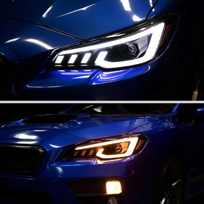 For Subaru Impreza WRX STI 2015-2021 Projector Headlights Sequential LED Switchback DRL Black Housing Smoked Lens