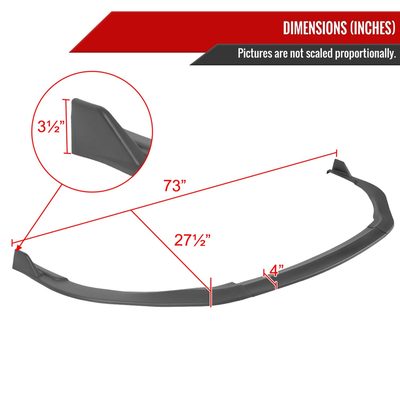 2013-2015 Lexus ES350 Matte Black 3Pcs Front Bumper Lip Splitter Kit