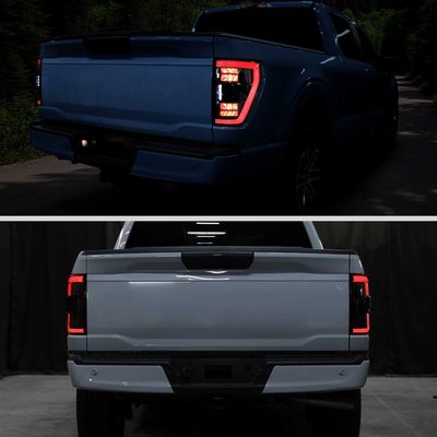 For Ford F-150 2021-2023 Full LED Tail Light Black Housing Clear Lens