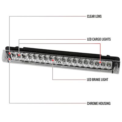 1997-2004 Ford F-150/F-250 Lincoln Blackwood LED 3rd Brake Tail Light Chrome