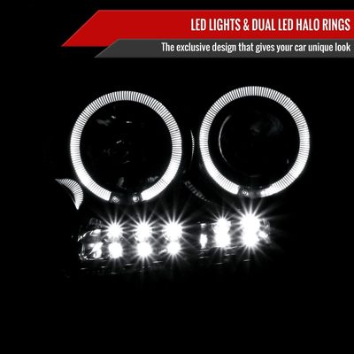 2004-2008 Ford F-150/ 06-2008 Lincoln Mark LT Dual Halo Headlights Jet Black