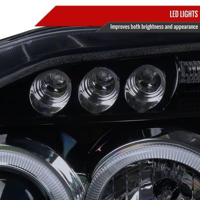 2001-2004 Nissan Frontier Dual Halo Projector Headlights Glossy Black/Smoke