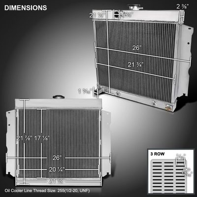 1963-1969 Dodge Dart Charger Coronet Coronet Alu 3-Row Performance Radiator