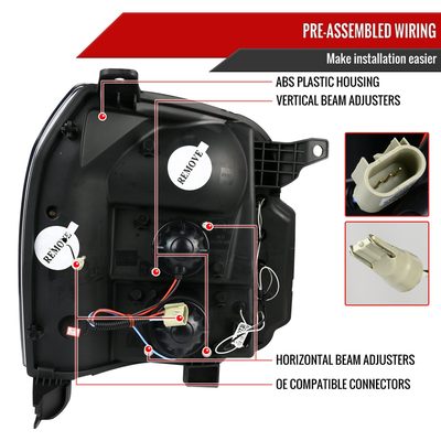 2007-2014 GMC Yukon/Yukon XL Projector Headlights Glossy Black/Smoke Lens