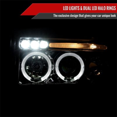 1994-2001 Dodge RAM 1500 2500 3500 Dual Halo Projector Headlights Chrome/Clear