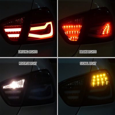 2006-2008 BMW E90 3 Series Sedan LED Tail Lights Chrome/Red Smoke Lens