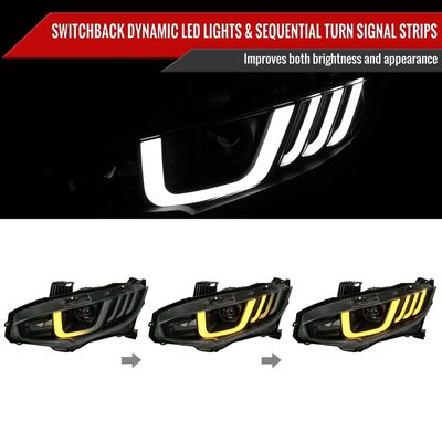 2016-2021 Honda Civic LED Headlights LED Sequential Turn Signal Matt Smoke