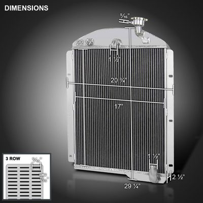 1941-1946 Chevrolet Pickup L6 6CYL Aluminum 3-Row Performance Radiator