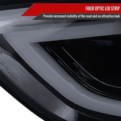 2011-2013 Hyundai Elantra Projector Headlights w/ LED Bar Glossy Black/Smoke