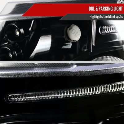 2007-2013 Chevy Avalanche/ 07-2014 Tahoe Suburban Dual Halo Headlights Jet Black