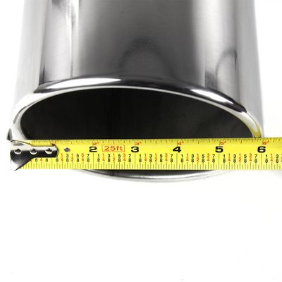 Universal 4" Inlet/6" Outlet Chrome Stainless Steel Bolt-On Angled Exhaust Tip