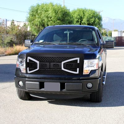 2009-2014 Ford F-150 Black Raptor Style Mesh Grille with LED Light Bar