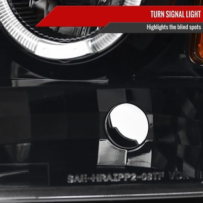 2008-2010 Ford F-250 F-350 F-450 SMD Dual Halo Projector Headlights Jet Black