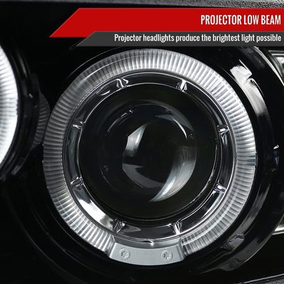 2010-2014 Ford Mustang Dual Halo Projector Headlights Jet Black/Clear Lens