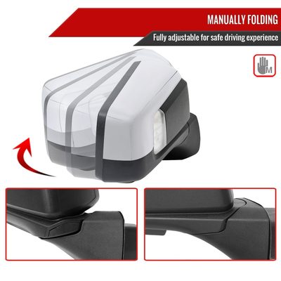 2019-2024 Chevy Silverado 1500 Chrome Manual Fold&Heated Side Mirror Passenger
