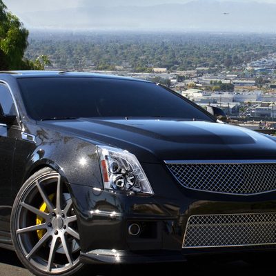 2008-2014 Cadillac CTS Projector Headlights w/LED Light Strip Chrome/Clear