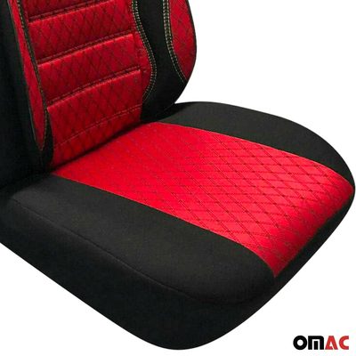 Front Car Pickup Van SUV Seat Cover Protection Fabric Black with Red 1 Pcs