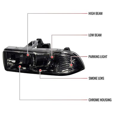 1998-2004 Chevy S10/Blazer Factory Style Headlights Chrome/Smoke Lens