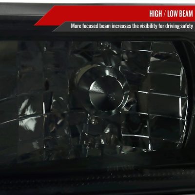 1987-1993 Ford Mustang Crystal Headlights Chrome Housing/Smoke Lens