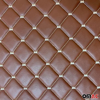 Embossed Brown Faux Leather Lining Cream Stitch Car Upholstery 1 Yardx1.5 Yards