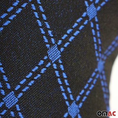 1x Car Seat Neck Pillow Head Shoulder Rest Pad Fabric Black with Blue Stitches
