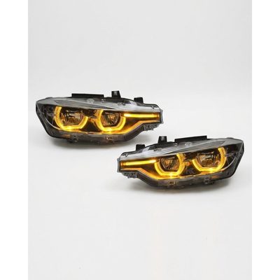 BMW 3 Series F30 LED Headlight Assembly with Triple-Color DRL (Amber / White / Yellow) & High / Low Beam 2012 - 2018
