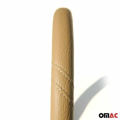 14.5-15.5’’ Steering Wheel Cover Dark Beige Leather Anti-slip Breathable