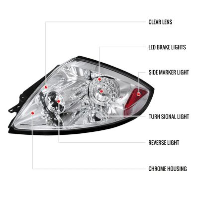 2006-2011 Mitsubishi Eclipse LED Tail Lights Chrome Housing/Clear Lens