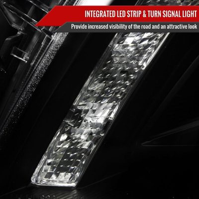 2008-2012 Honda Accord Sedan Single Halo Headlights LED Light&LED Signal Black