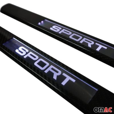 2010-2014 Mercedes Vito W639 Door Sill Scuff Plate Illuminated Carbon Fiber Black 2Pcs