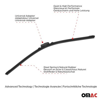 1997-2002 Kia Sportage Front & Rear Windshield Wiper Blades Set