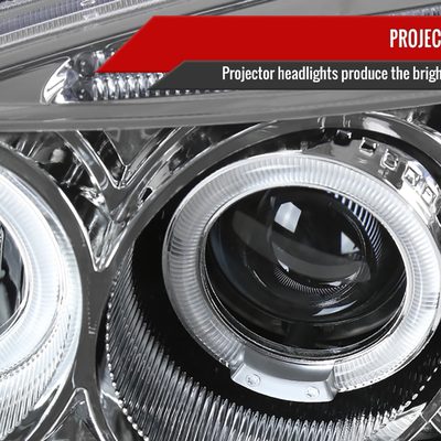 2001-2003 Honda Civic Dual Halo Projector Headlights Chrome/Clear Lens