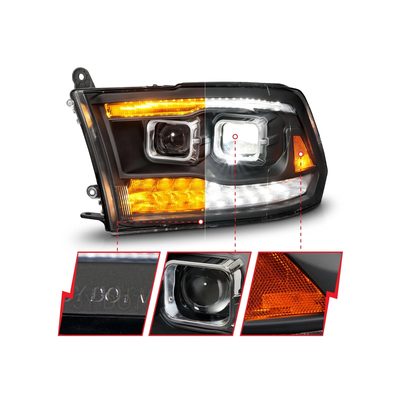 Anzo Black Sequential Signal DRL Projector Headlights 111595
