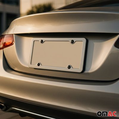 2 Pcs Brushed Chrome S. Steel License Plate Frame Tag Holder