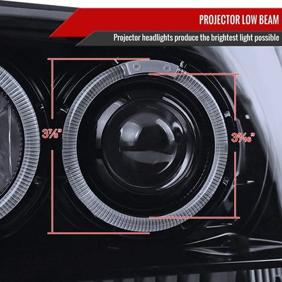 1993-1996 Jeep Grand Cherokee Dual Halo Projector Headlights Black/Smoke