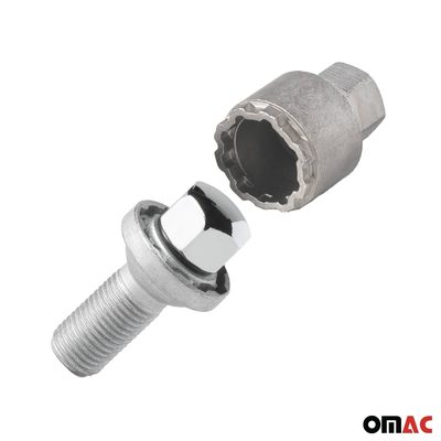 Wheel Lock Kit for Mercedes SLK-Class M14X1.5 Bolt Chromed 4Locks & 1Key