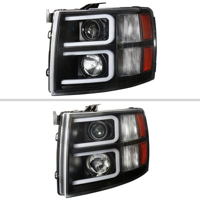 2007-2013 Chevy Silverado 1500 2500HD 3500HD Dual LED C-Bar Headlights Black