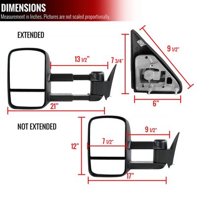 1988-2002 Chevy C3500/Tahoe GMC Yukon/Suburban Manual Towing Mirrors