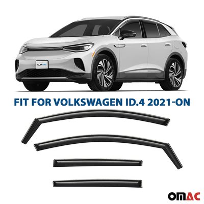 Clim Art Wind Deflectors for VW ID.4 2021-2025 Shatterproof Dark Smoke 4 Pcs