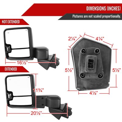 2019-2022 GMC Sierra 1500 Heated Black Towing Mirrors &Turn Signal