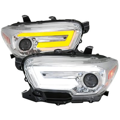 2016-2023 Toyota Tacoma Sequential LED Bar Projector Headlights Chrome